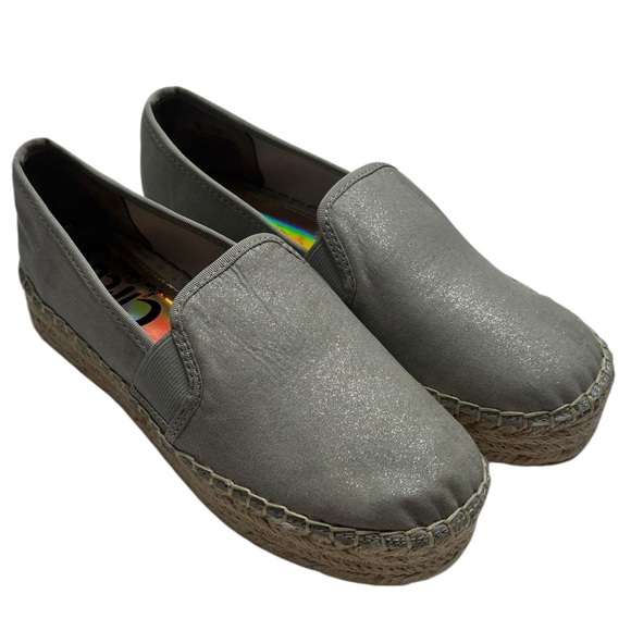 Circus by Sam Edelman Christina Silver Sparkle Slip on Espadrille Size 7 - Picture 2 of 10
